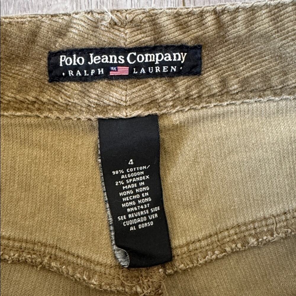 Y2K Polo Jeans Ralph Lauren Corduroy Pants Green Straight Leg Sz 4 Low Rise - Picture 4 of 6